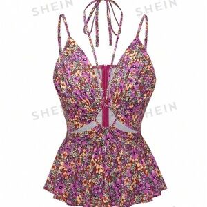 SHEIN | Floral Print Cut Out Tank